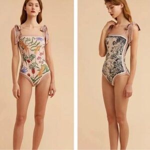 Visual Mood Joanna visual swim reversible one piece tie strap swimsuit